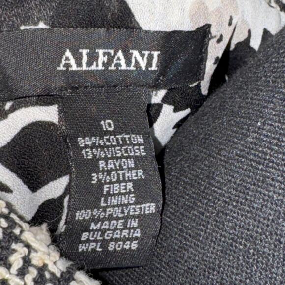 Alfani Tweed Button Down Blazer Black White Floral Lined Size - Picture 6 of 6